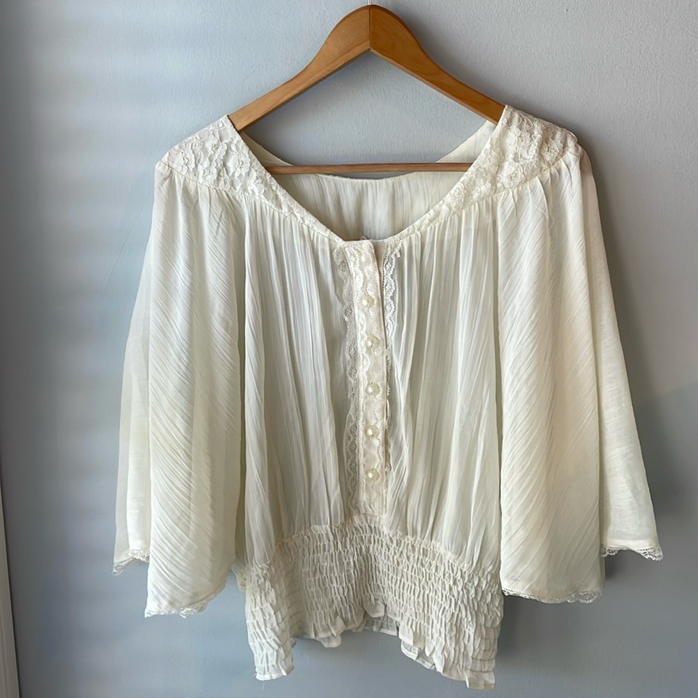 American Rag Cream Pearl Button Blouse